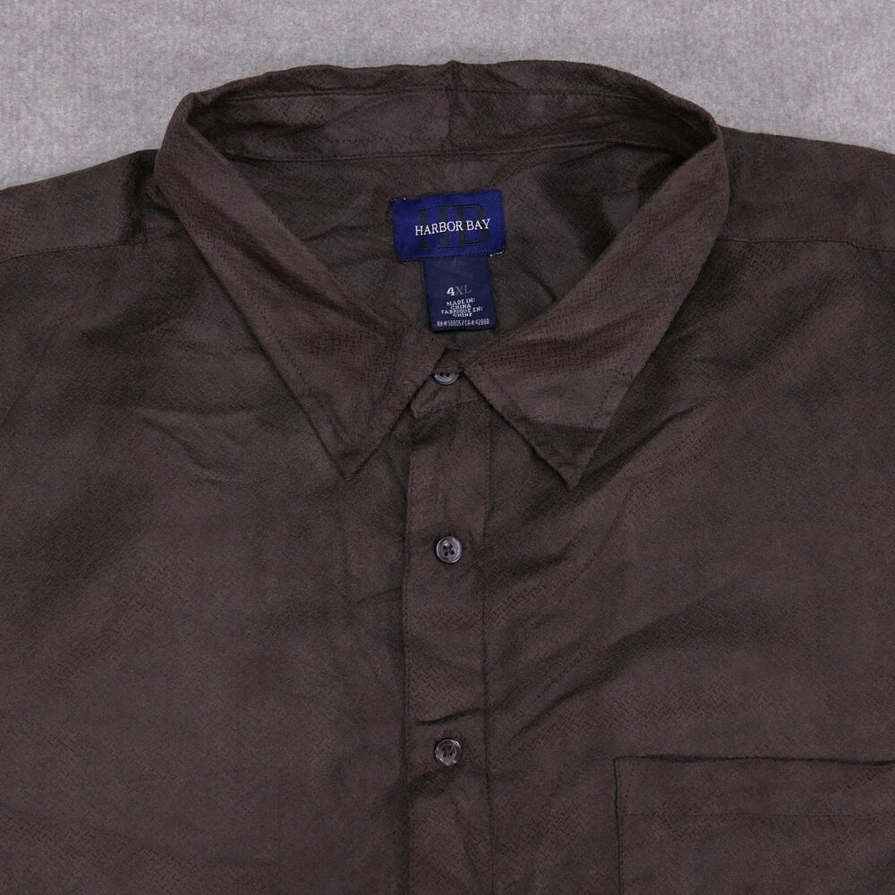 Harbor Bay Shirt Men's 4XL Brown Long Sleeve Button Up